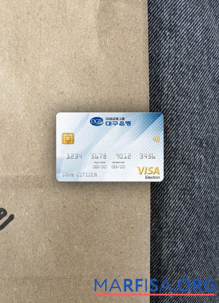 Printable South Korea Daegu bank visa electron card photolook front template